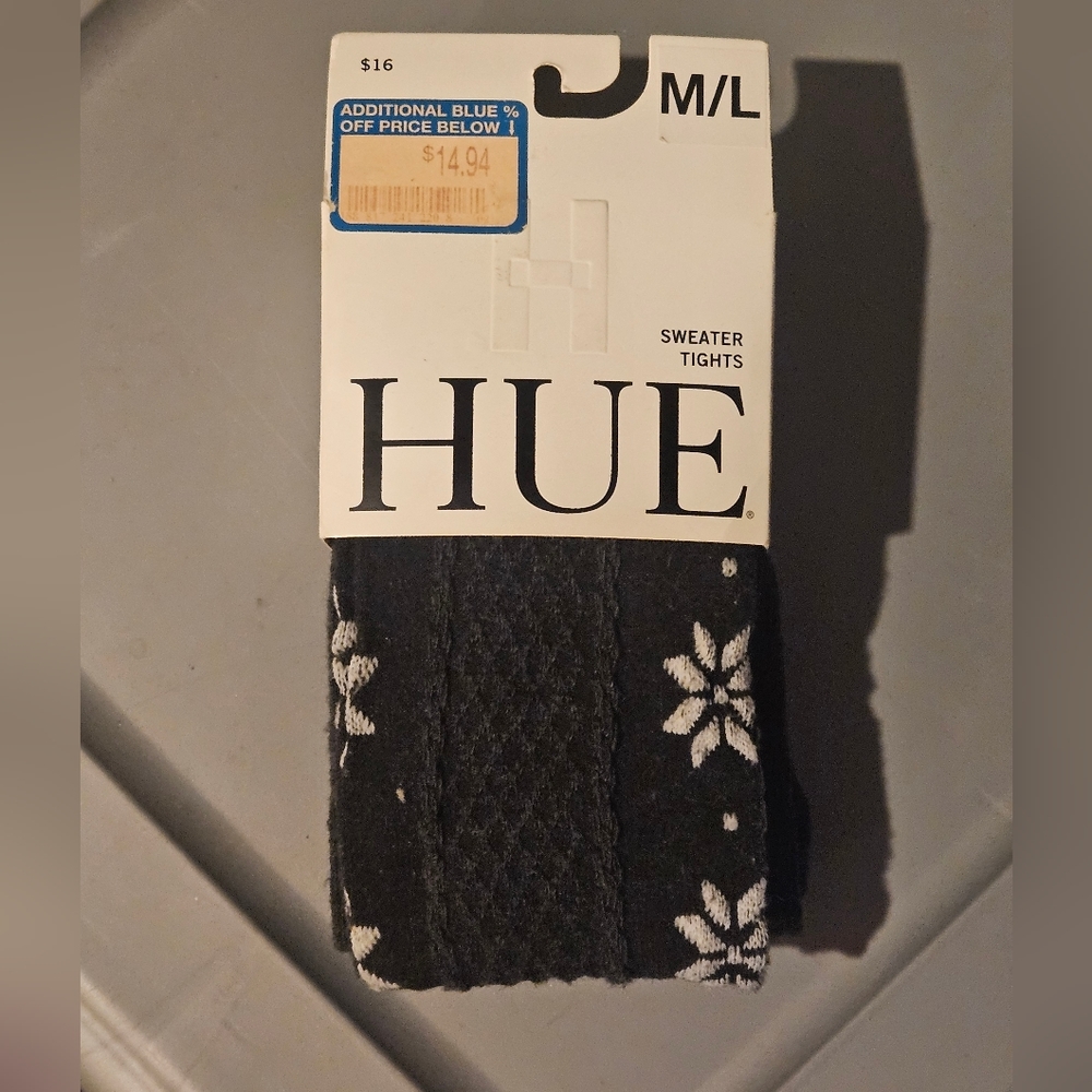 *^NEW^* M/L HUE Snowflake Sweater Tights Graphite Gray